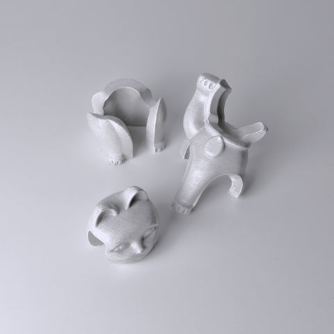 Dismantle view of Locknester Buddy Maneki-Neko 3D printed Animal Puzzle when its taken apart like a puzzle