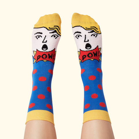 Make a bold pop-art statement with ChattyFeet Modern Artists Socks-Roy Lichtenstoe—vibrant colors and comic flair