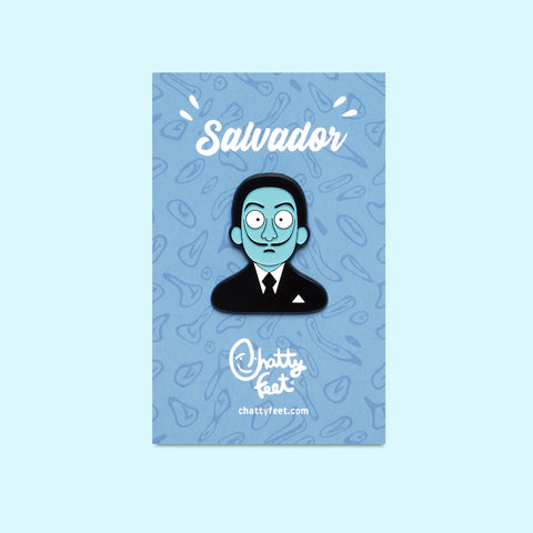 An art theme enamel pin from Chatty Feet featuring Salvador Dali, with his signature moustache