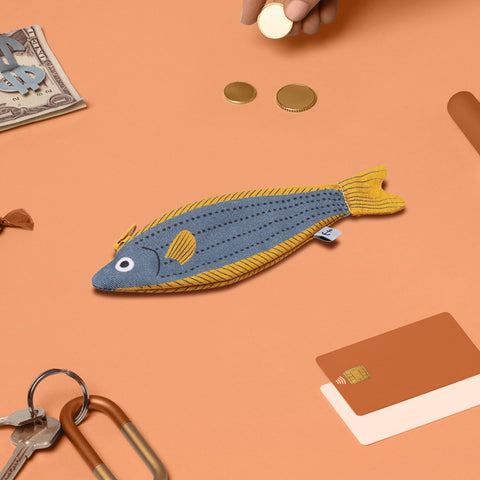 Don Fisher fussilier purse with a sea of keys, cards, cash, coins, small items which can be fit into the purse