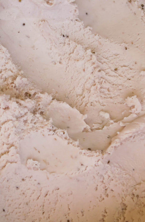 Close-up surface of creamy Hazelnut flavour gelato with specks