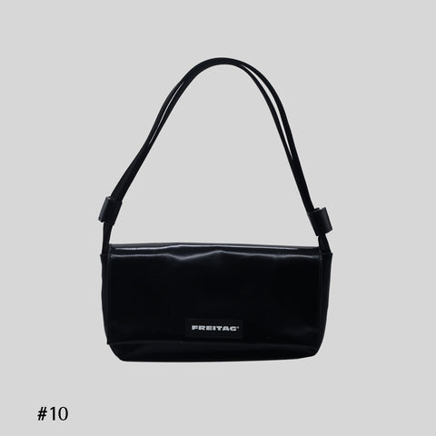 Front view of FREITAG F171 LAURA shoulder bag, all black.