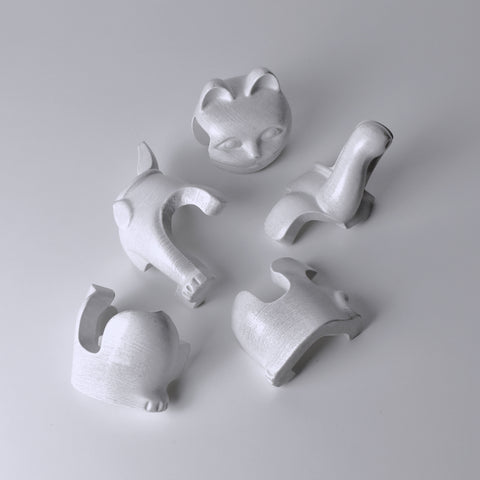Dismantle view of Locknester Maneki-Neko 3D printed Animal Puzzle when its taken apart like a puzzle