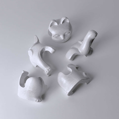 Dismantle view of Locknester Maneki-Neko 3D printed Animal Puzzle when its taken apart like a puzzle