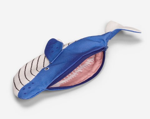 The interior view of Don Fisher Minke Whale case which shows the bones in the interior fish made from fabric