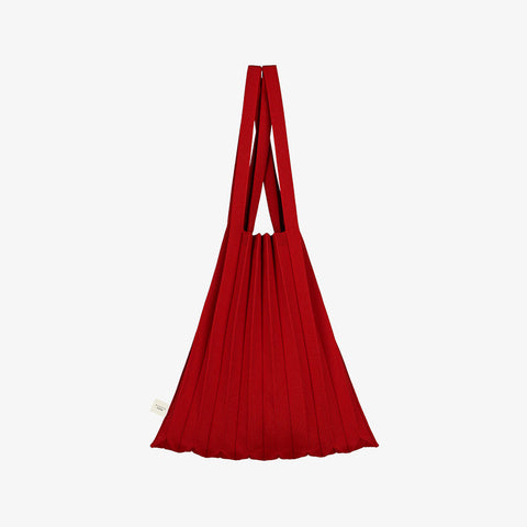 Pleatsmama Shoulder Bag Solid in vibrant red, finely pleated with a soft textured finish