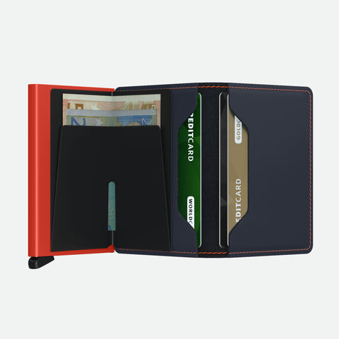 SECRID Slimwallet - Matte holds 4 to 6 cards in the cardprotector with additional 4 cards at the side and a clip for bank notes