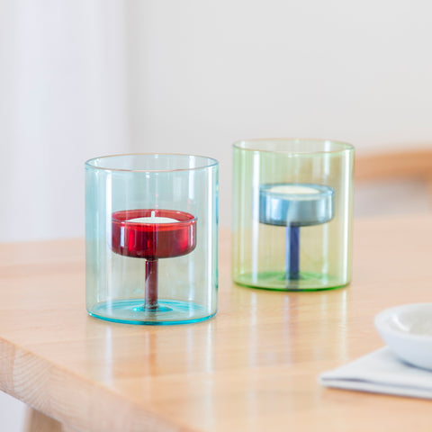 Duo Tone Glass Tea Light Holder