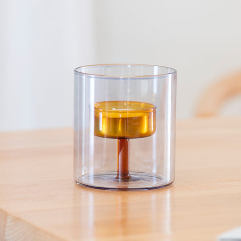 Duo Tone Glass Tea Light Holder