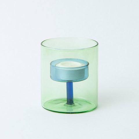 Duo Tone Glass Tea Light Holder