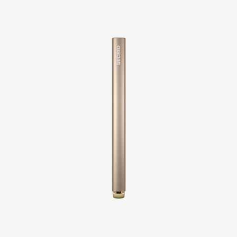 Slim side profile of SECRID Cardprotector Fluted-Cashmere, highlighting its smooth finish, compact form, and refined minimalist design