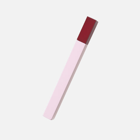 Tsubota Pearl two tone lighter with its slim cubed matchstick shape with a azuki red top and gloss lilac bottom