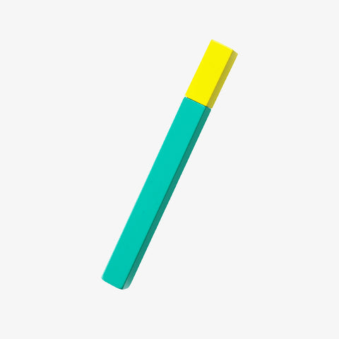 Tsubota Pearl two tone lighter with its slim cubed matchstick shape with a yellow top and gloss mint bottom