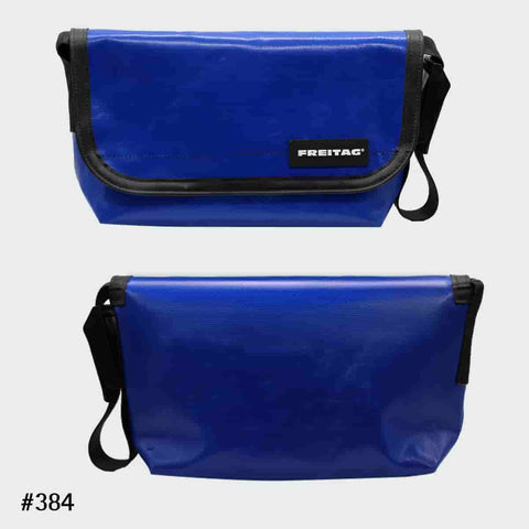 FREITAG F41 HAWAII-FIVE-O messenger bag with a glossy navy blue tarp design