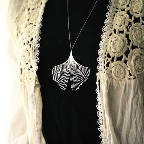 Stainless Steel Pendant - Ginkgo