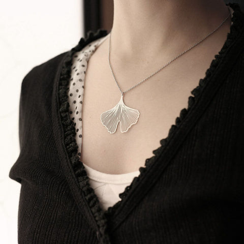 Stainless Steel Pendant - Ginkgo