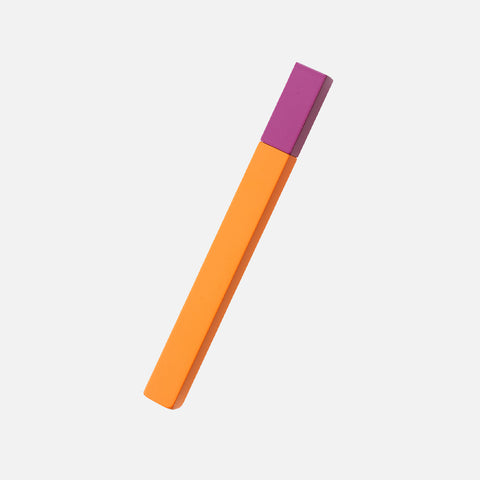 Tsubota Pearl two tone lighter with its slim cubed matchstick shape with a purple top and orange bottom