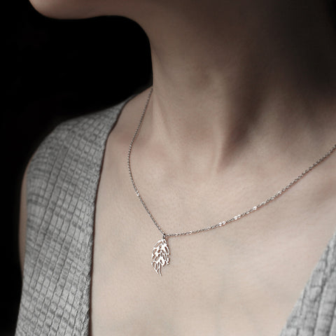 Stainless Steel Pendant - Skeleton Leaf XS