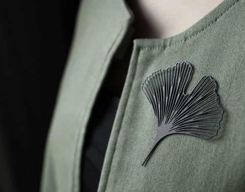 Stainless Steel Brooch - Ginkgo M