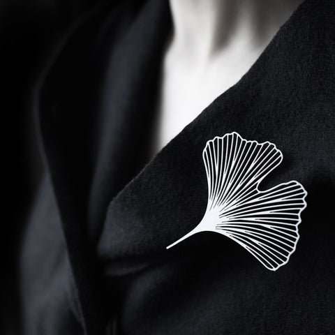 Stainless Steel Brooch - Ginkgo