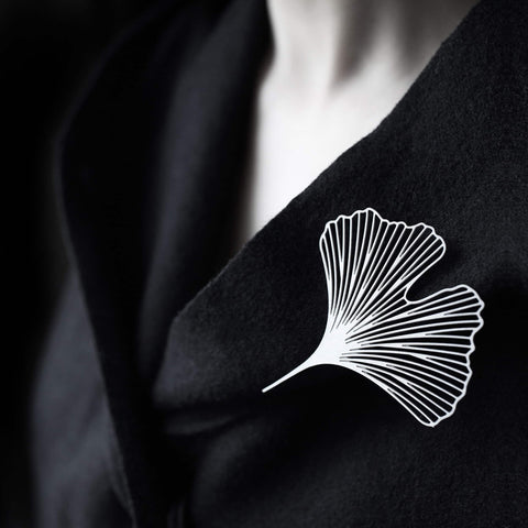 Stainless Steel Brooch - Ginkgo M