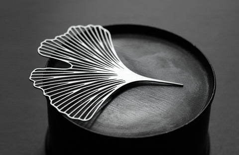 Stainless Steel Brooch - Ginkgo