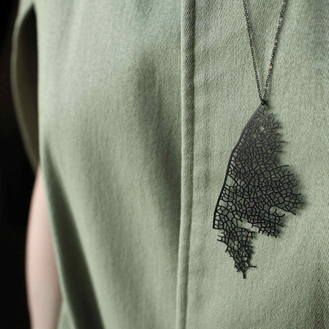 Stainless Steel Pendant - Skeleton Leaf L