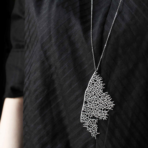 Stainless Steel Pendant - Skeleton Leaf L