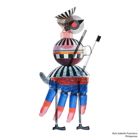 A knight abstract artwork created using different layered products transparencies by Kyle Isabelle Francisco from Philippines