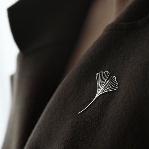 Stainless Steel Brooch - Flying Ginkgo S