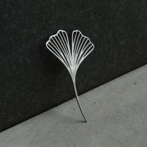 Stainless Steel Brooch - Flying Ginkgo S