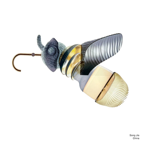 A Bee abstract artwork created using different layered products transparencies by Song Jia from China