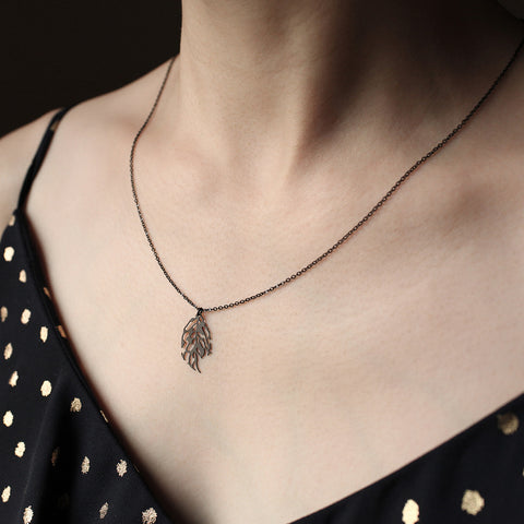 Stainless Steel Pendant - Skeleton Leaf XS